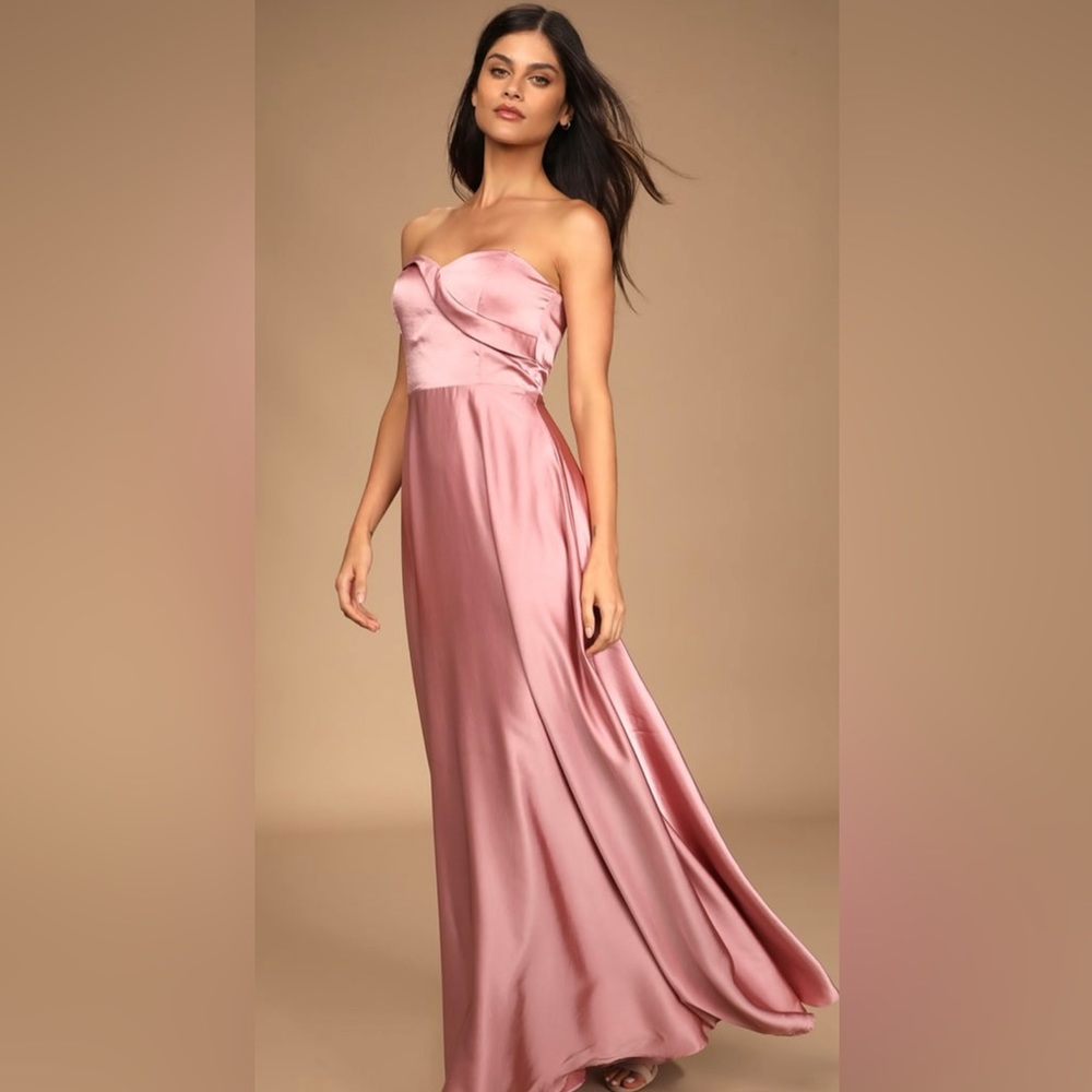 Tailored Lulus satin rose maxi dress